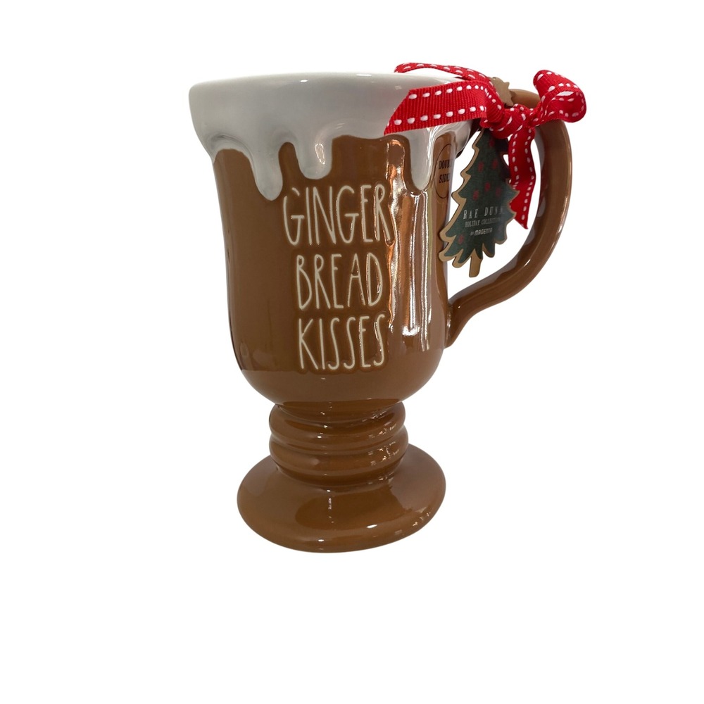 Rae Dunn New Gingerbread Kisses Christmas Pedestal Mug Holiday Cozy Magenta